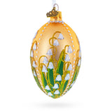 Lily of the Valley on Rose Gold Egg Glass Ornament in Gold color Oval