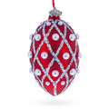 Red Pearl Lattice Glass Egg Ornament 4 Inches in Red color Oval