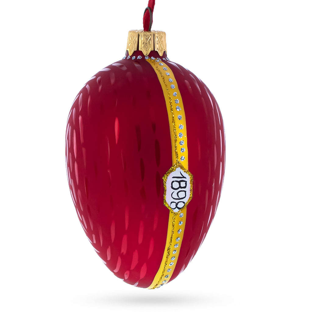 1898 Kelch Hen Royal Egg Glass Christmas Ornament 4 Inches in Red color Oval