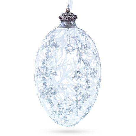 Glass 1913 Winter Royal Egg Glass Ornament 4 Inches in Clear color Oval