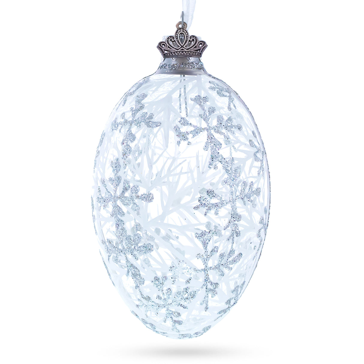 1913 Winter Royal Egg Glass Ornament 4 Inches in Clear color, Oval shape