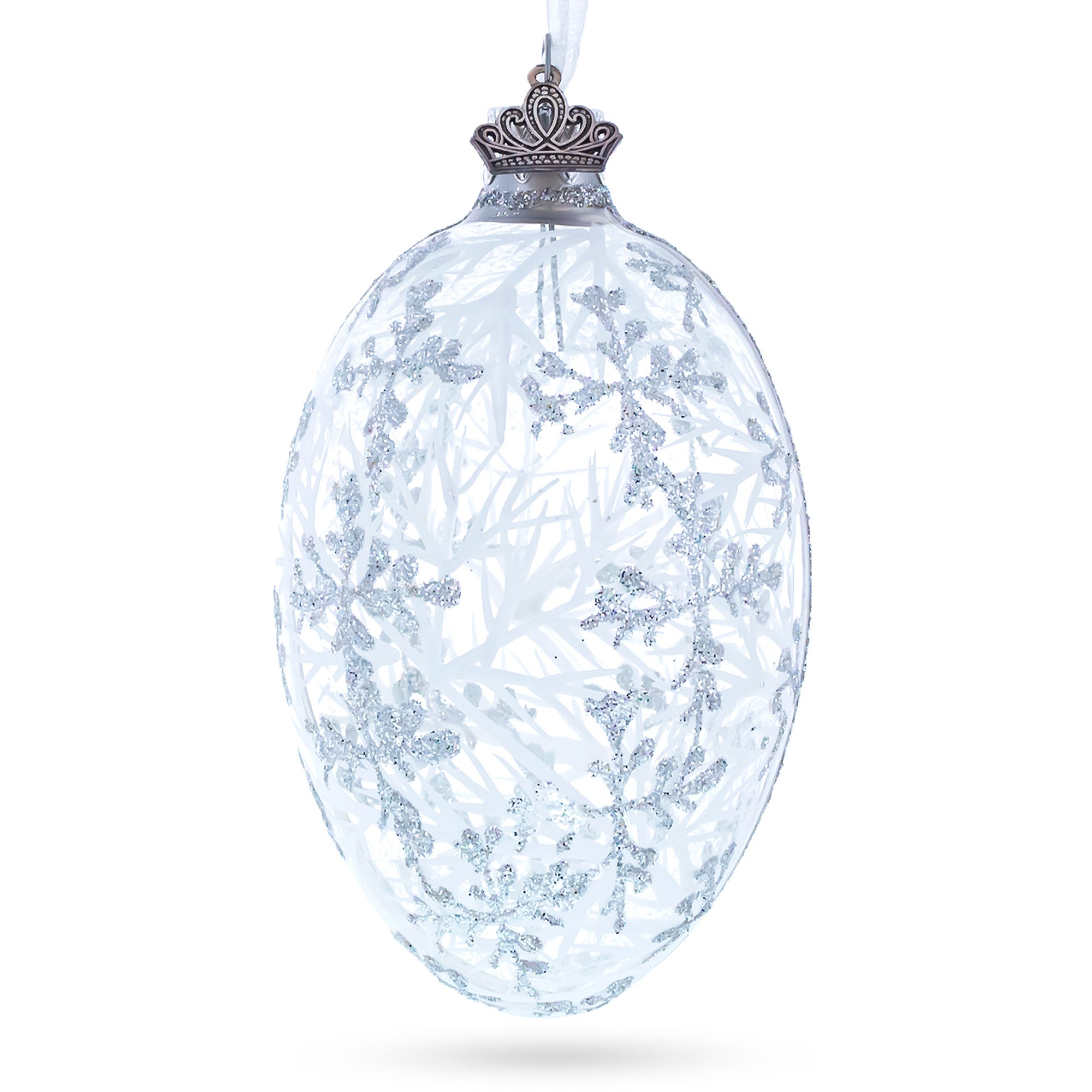 1913 Winter Royal Egg Glass Ornament 4 Inches in Clear color Oval