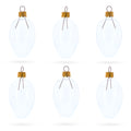 Set of 6 Clear Mini Glass Egg Ornaments 2.9 Inches in Clear color Oval