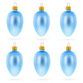 Set of 6 Blue Mini Glass Egg Ornaments 2.9 Inches in Blue color Oval