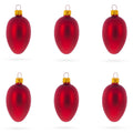 Set of 6 Matte Red Mini Glass Egg Ornaments 2.9 Inches in Red color Oval