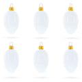 Set of 6 Glossy White Mini Glass Egg Ornaments 2.9 Inches in White color Oval
