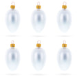 Set of 6 Matte  White Mini Glass Egg Ornaments 2.9 Inches in White color Oval