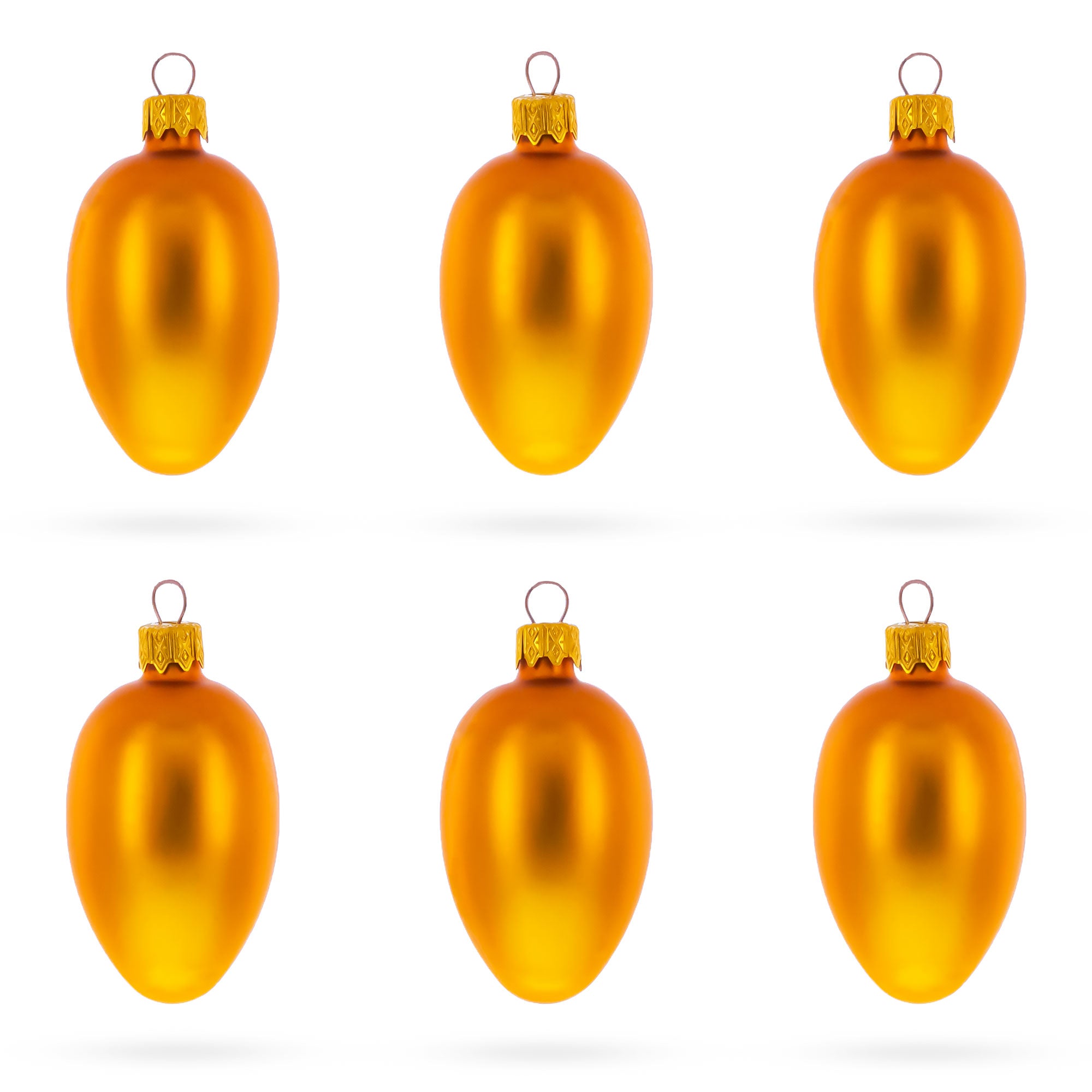 Set of 6 Matte Gold Mini Glass Egg Ornaments 2.9 Inches in Gold color Oval