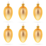 Set of 6 Rose Gold Mini Glass Egg Ornaments 2.9 Inches in Gold color Oval