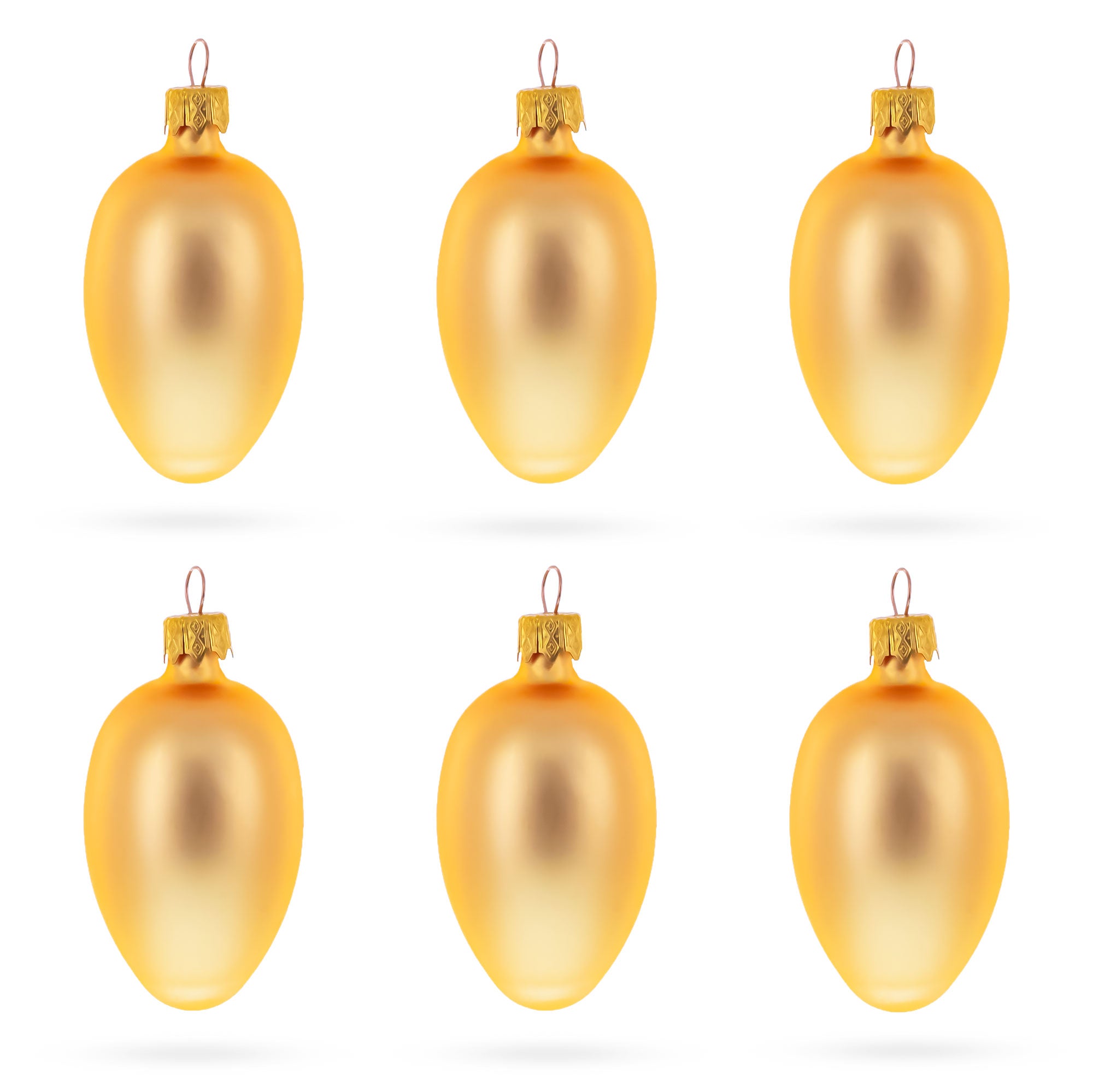 Set of 6 Rose Gold Mini Glass Egg Ornaments 2.9 Inches in Gold color Oval