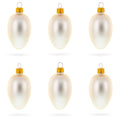 Set of 6 Champagne Mini Glass Egg Ornaments 2.9 Inches in Beige color Oval