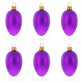Set of 6 Purple Mini Glass Egg Ornaments 2.9 Inches in Purple color Oval