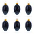 Set of 6 Black Mini Glass Egg Ornaments 2.9 Inches in Black color Oval