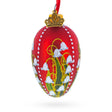 Lilies of the Valley Royal Mini Red Glass Egg Ornament 2.9 Inches in Red color Oval