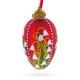 Lilies of the Valley Royal Mini Red Glass Egg Ornament 2.9 Inches in Red color Oval