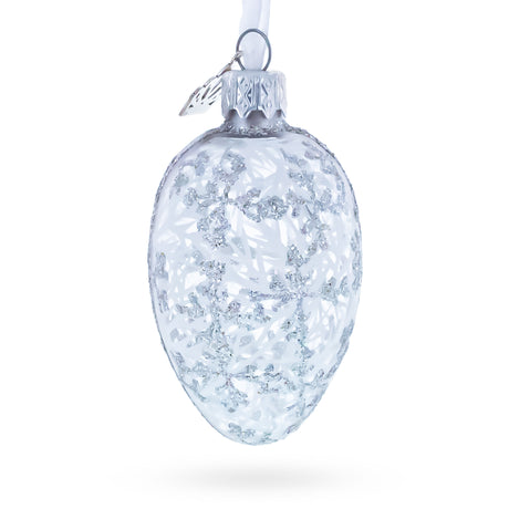 1913 Winter Mini Glass Egg Ornament 2.9 Inches in Clear color Oval