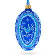 Blue Bird Pysanka Egg Glass Ornament 4 Inches in Blue color, Oval shape