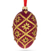 Glass Gold Stars on Red Glass Egg Ornament 4 Inches in Red color Oval