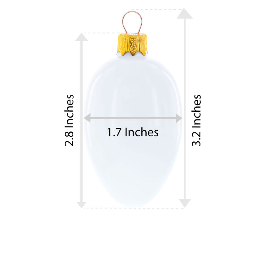 Vibrant Purple with Blue and Gold Glitter Gem Accents Mini Glass Egg Ornament 2.9 InchesUkraine , dimensions in inches: 2.9 x 1.65 x 1.65