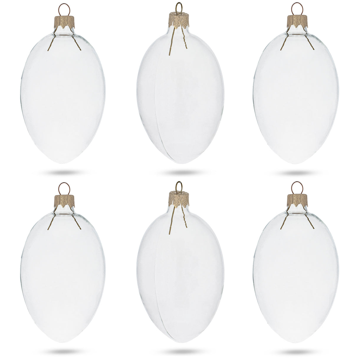 Set of 6 Clear Glass Egg Ornaments DIY Craft 4 Inches in Clear color, Oval shape