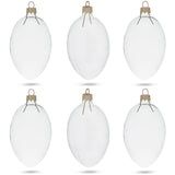 Glass Set of 6 Clear Glass Egg Ornaments DIY Craft 4 Inches in Clear color Oval