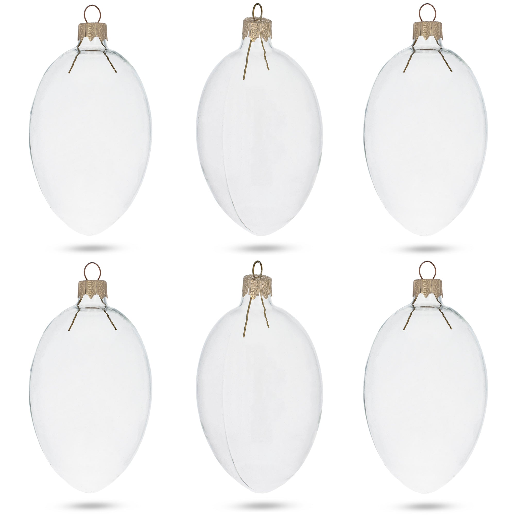 Set of 6 Clear Glass Egg Ornaments DIY Craft 4 Inches in Clear color Oval