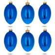 Set of 6 Blue Glossy Glass Egg Ornaments 4 Inches in Blue color Oval