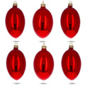 Set of 6 Red Glossy Glass Egg Ornaments 4 Inches in Red color Oval