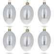 Glass Set of 6 White Glossy Glass Egg Ornaments 4 Inches in White color Oval