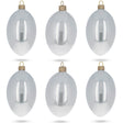 Set of 6 White Glossy Glass Egg Ornaments 4 Inches in White color, Oval shape
