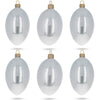 Set of 6 White Glossy Glass Egg Ornaments 4 Inches in White color, Oval shape