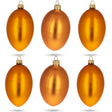 Set of 6 Orange Matte Glass Egg Ornaments 4 Inches in Gold color, Oval shape