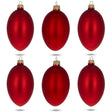 Set of 6 Red Matte Glass Egg Ornaments 4 Inches in Red color, Oval shape