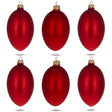 Set of 6 Red Matte Glass Egg Ornaments 4 Inches in Red color Oval