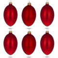 Set of 6 Red Matte Glass Egg Ornaments 4 Inches in Red color Oval