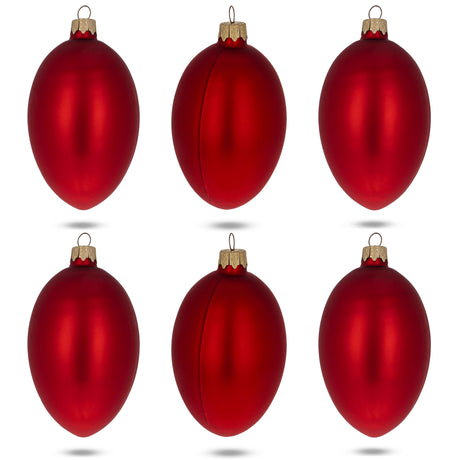 Set of 6 Red Matte Glass Egg Ornaments 4 Inches in  color Oval