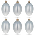 Set of 6 White Matte Glass Egg Ornaments 4 Inches in White color Oval