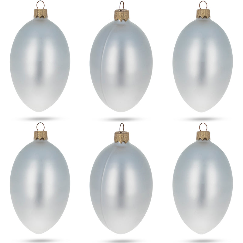 Set of 6 White Matte Glass Egg Ornaments 4 Inches by BestPysanky