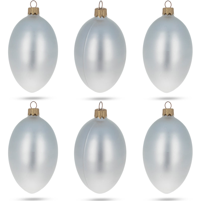 Set of 6 White Matte Glass Egg Ornaments 4 Inches by BestPysanky