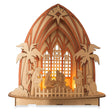 Wooden Nativity Scene Set with LED Lights 11 Inches in Beige color