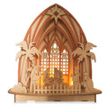 Wooden Nativity Scene Set with LED Lights 11 Inches in Beige color