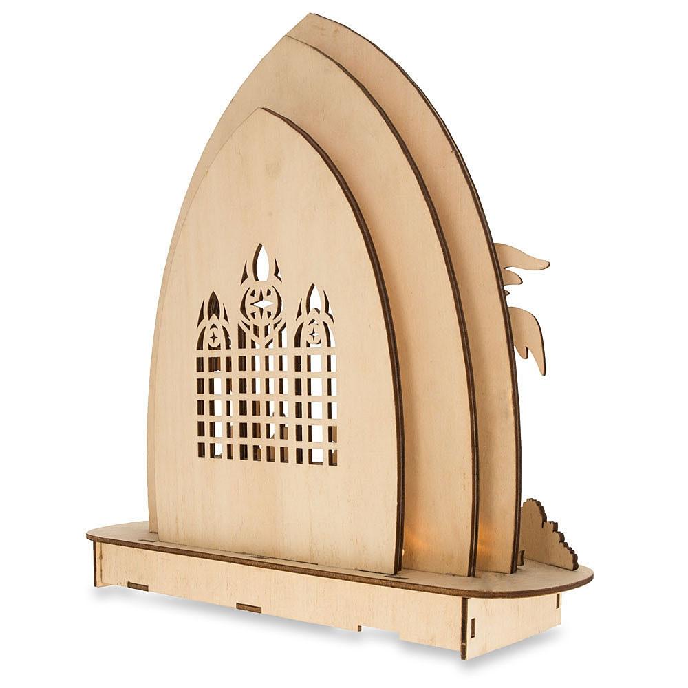 Wooden Nativity Scene Set with LED Lights 11 Inches ,dimensions in inches: 11 x 10.8 x 10.4