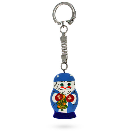 Santa in Blue Color Wooden Key Chain in Blue color,  shape