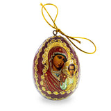Maria with Jesus Christ Brown Wooden Easter Egg in Multi color