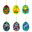 Flowery Painting Multicolored Wooden Easter Egg Ornaments in Multi color,  shape