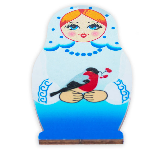 Wood Girl with Bird Wooden Fridge Magnet in  color