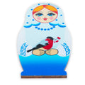 Girl with Bird Wooden Fridge Magnet in Blue color