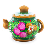 Green with Gold Gel Painting Tea Pot Fridge Magnet in  color