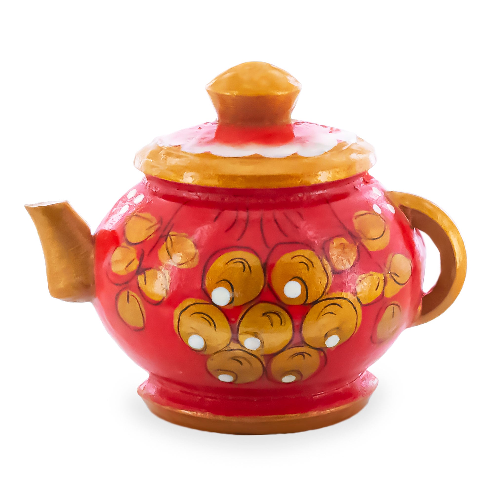 Red with Gold Gel Painting Tea Pot Fridge Magnet in Red color