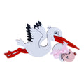 Stork holding Boy Fridge Magnet in Pink color